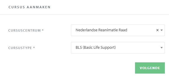 Eerste scherm van nieuwe basiscursus aanmaken