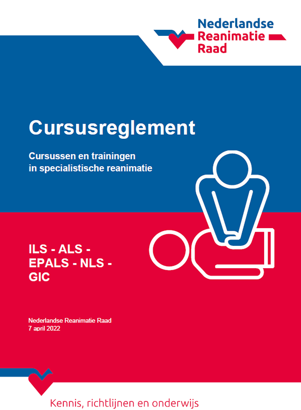 Omslag cursusreglement Nederlandse Reanimatie Raad specialistische reanimatie ILS, ALS, EPALS, NLS en instructeurs cursussen.